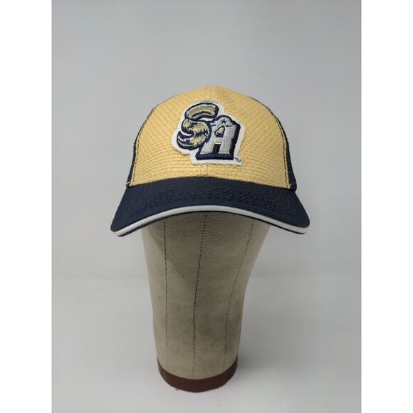 Dodge Ram SA Strapback Meshback Hat Embroidered Logo Blue Yellow - Picture 2 of 11